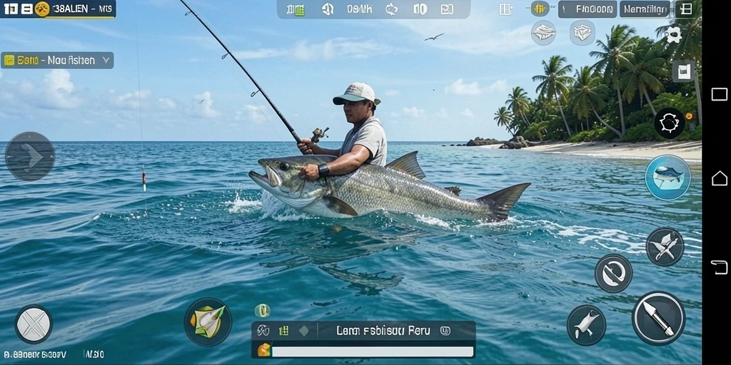 Screenshot utama permainan Fishing yang seru dan mendebarkan.