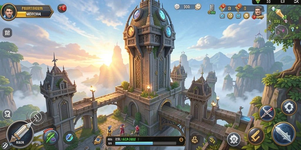 Tampilan gameplay menakjubkan dari 33L, menara berjuang melawan gelombang musuh.