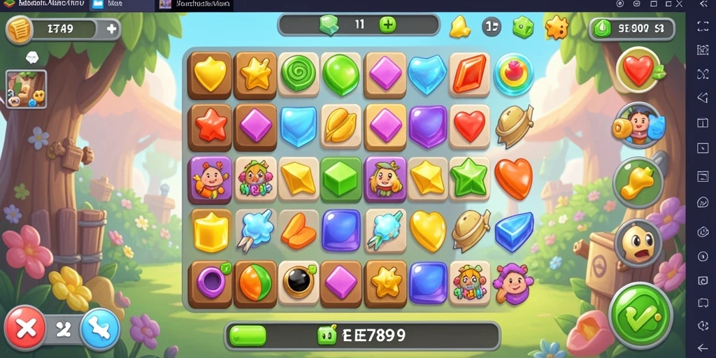 Screenshot EE789 menampilkan aksi seru permainan Match-3.