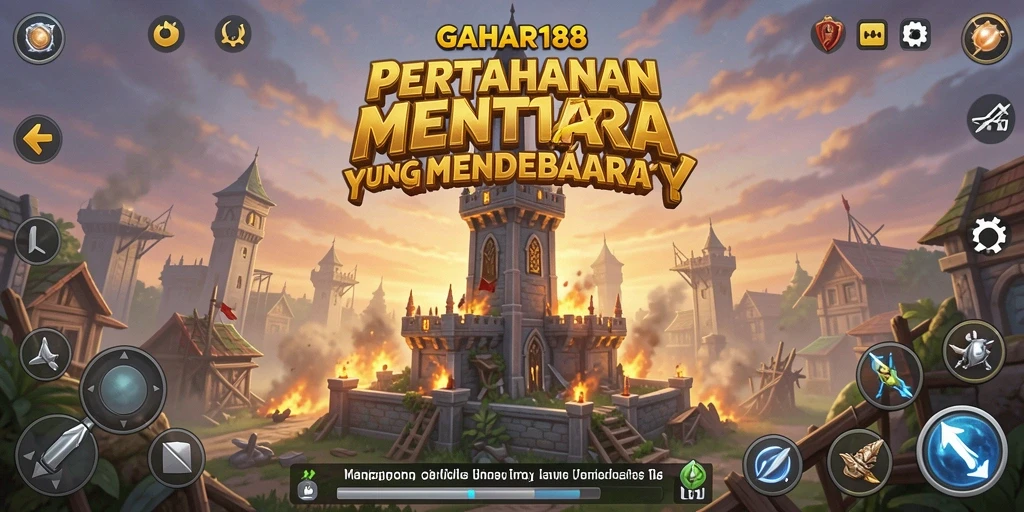 Screenshot utama GAHAR188 menunjukkan aksi menara pertahanan yang mendebarkan.