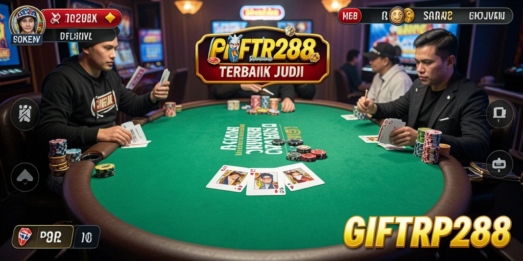 Screenshot GIFTRP288 menampilkan gameplay poker yang mendebarkan.