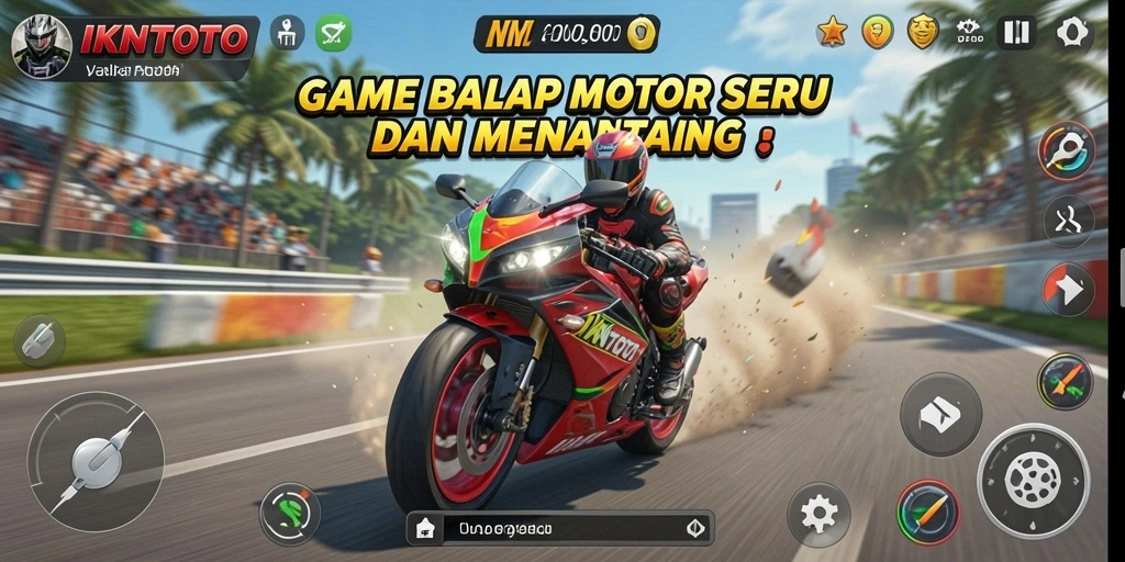 Screenshot IKNTOTO menampilkan aksi seru balap motor di lintasan.