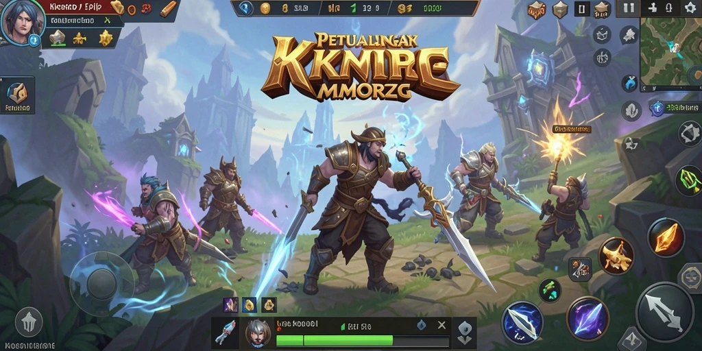 Screenshot gameplay KKRP menampilkan pertempuran epik antara karakter dalam MMORPG.