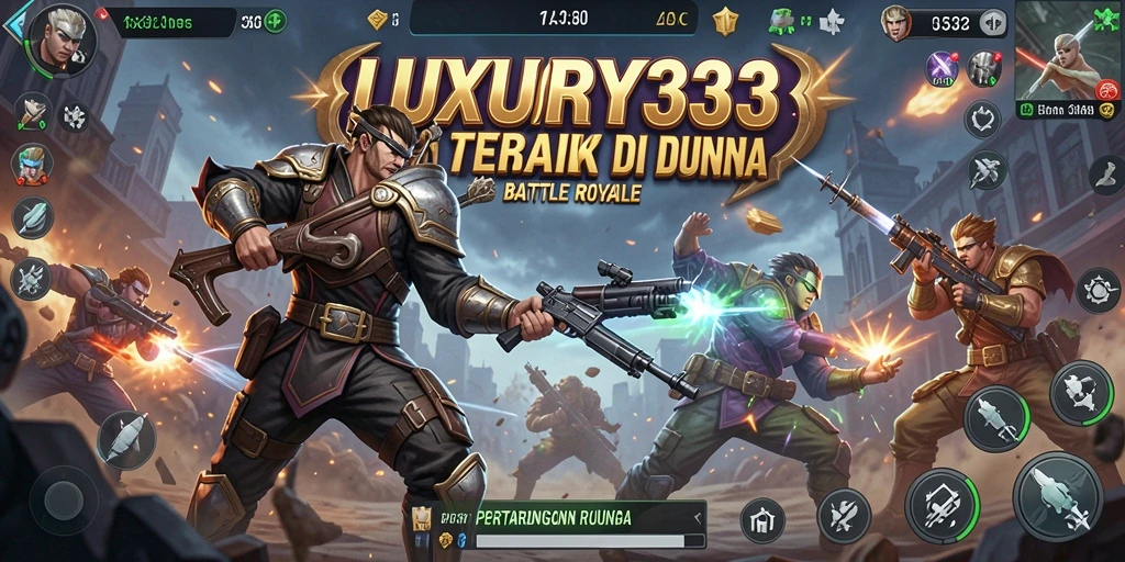 Screenshot gameplay LUXURY333 menampilkan pertempuran seru Battle Royale.