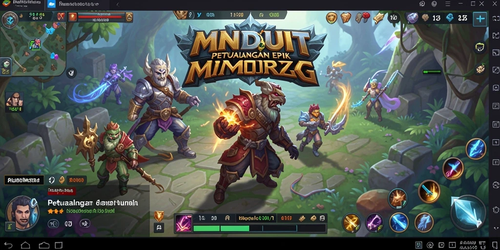 Tangkapan layar gameplay di MNDUIT menampilkan pertempuran epik dan eksplorasi dunia yang indah.