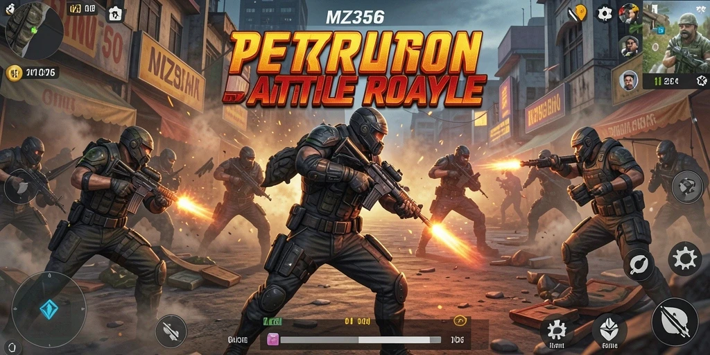 Tangkapan layar dari gameplay Battle Royale yang mendebarkan di MZ356.
