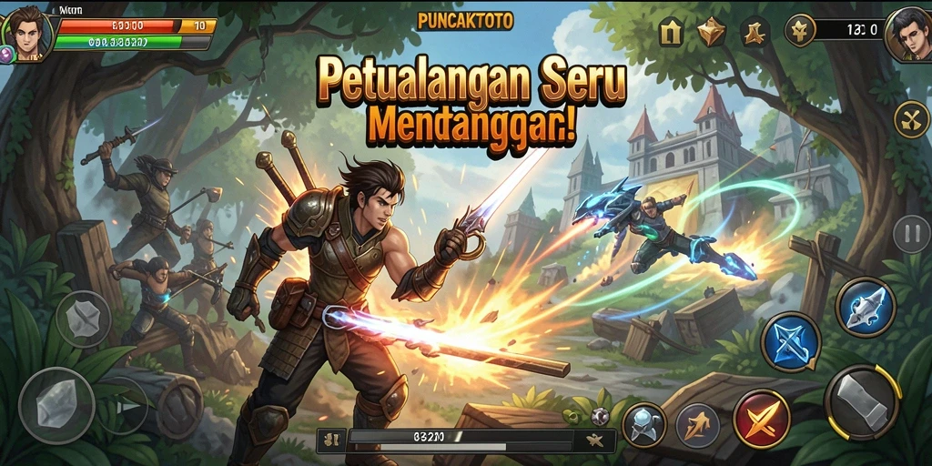 Screenshot gameplay PUNCAKTOTO menunjukkan petualangan yang mendebarkan.