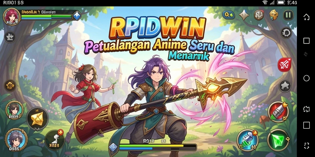 Tampilan gameplay RPIDWIN yang menarik dengan karakter Anime.