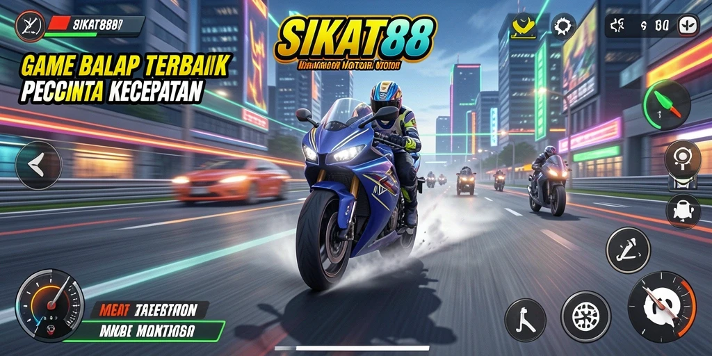 Tampilan gameplay SIKAT88 yang mendebarkan saat beradu balap motor.
