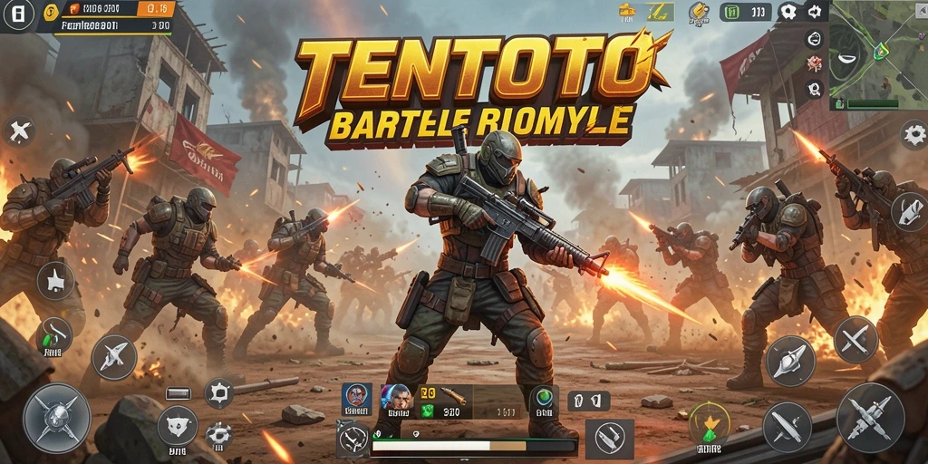 Gameplay TENTOTO yang mendebarkan dalam pertarungan Battle Royale.