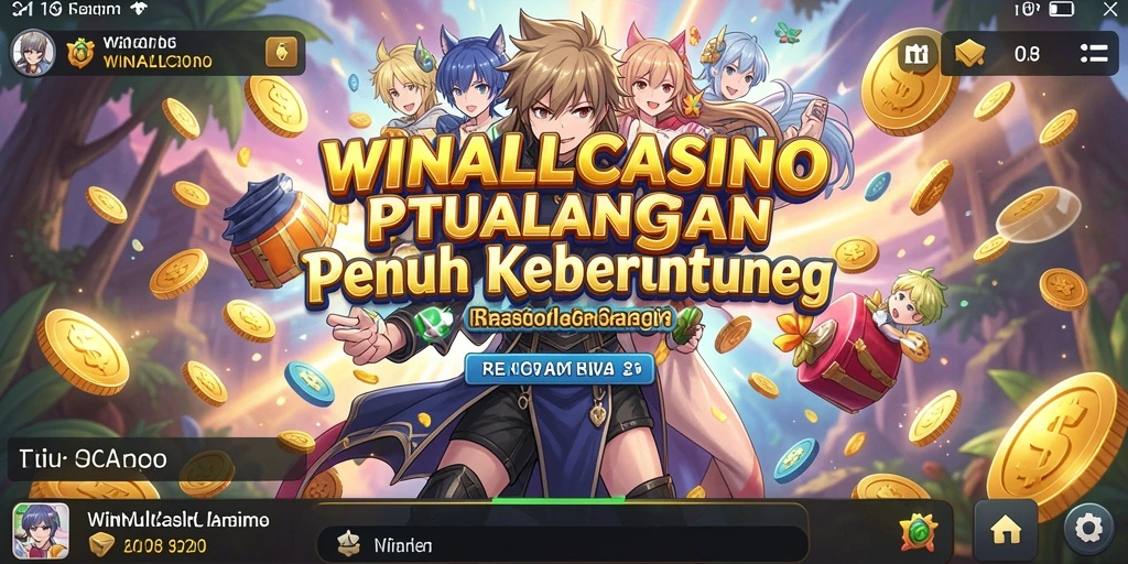 Screenshot gameplay WINALLCASINO dengan karakter anime menarik.